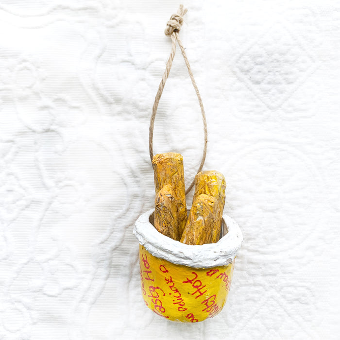 Retro Iconic summer Bucket of Chips small Christmas Ornament