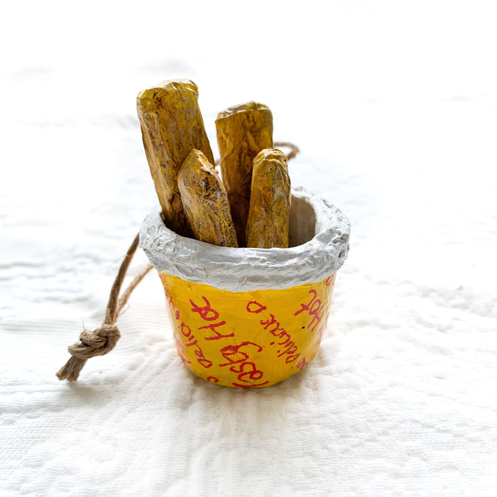 Retro Iconic summer Bucket of Chips small Christmas Ornament