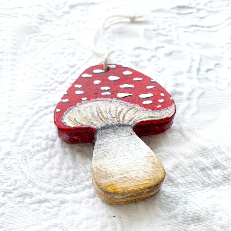 Mushroom Toadstool wooden ornament