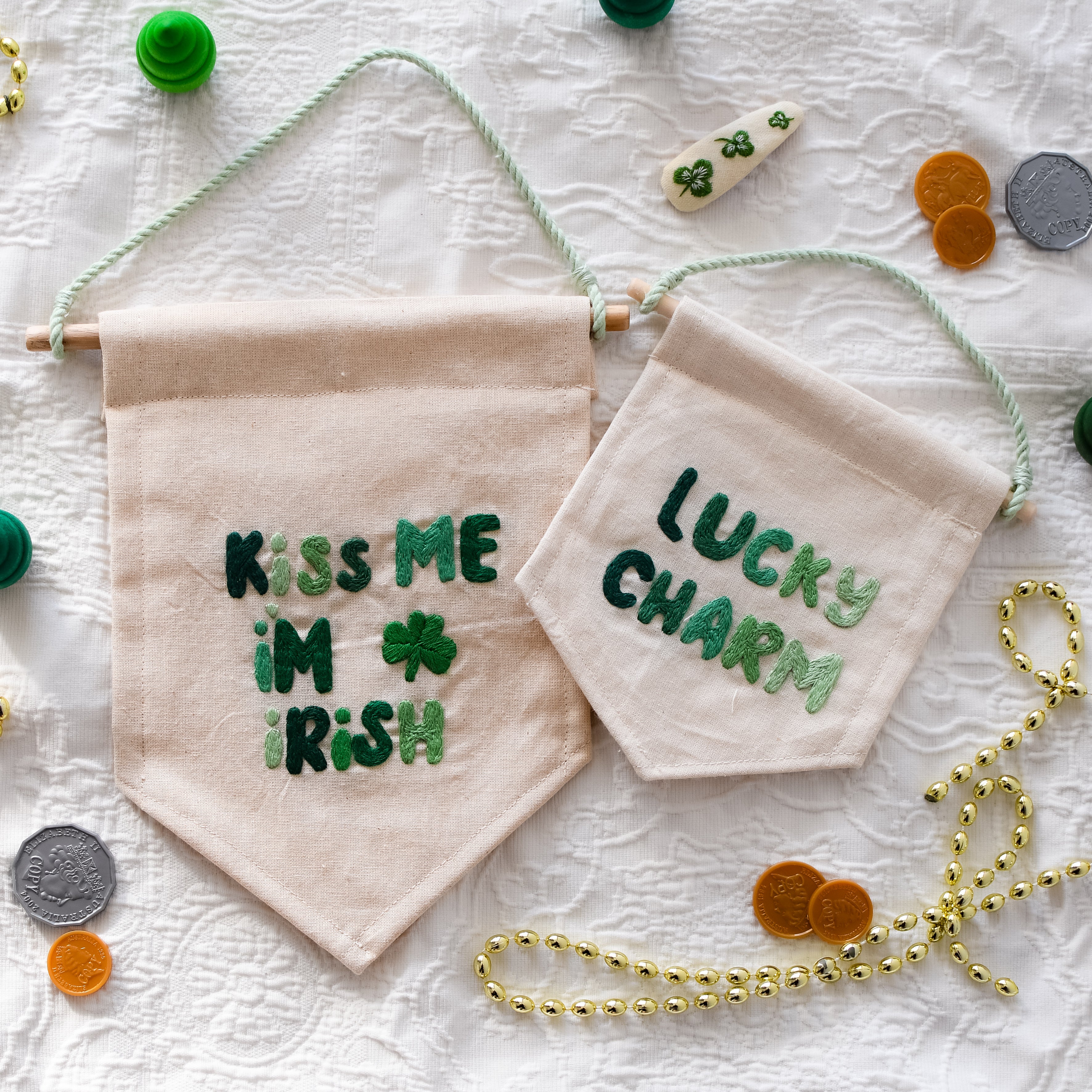Lucky Charm Hand Embroidery Mini Banner