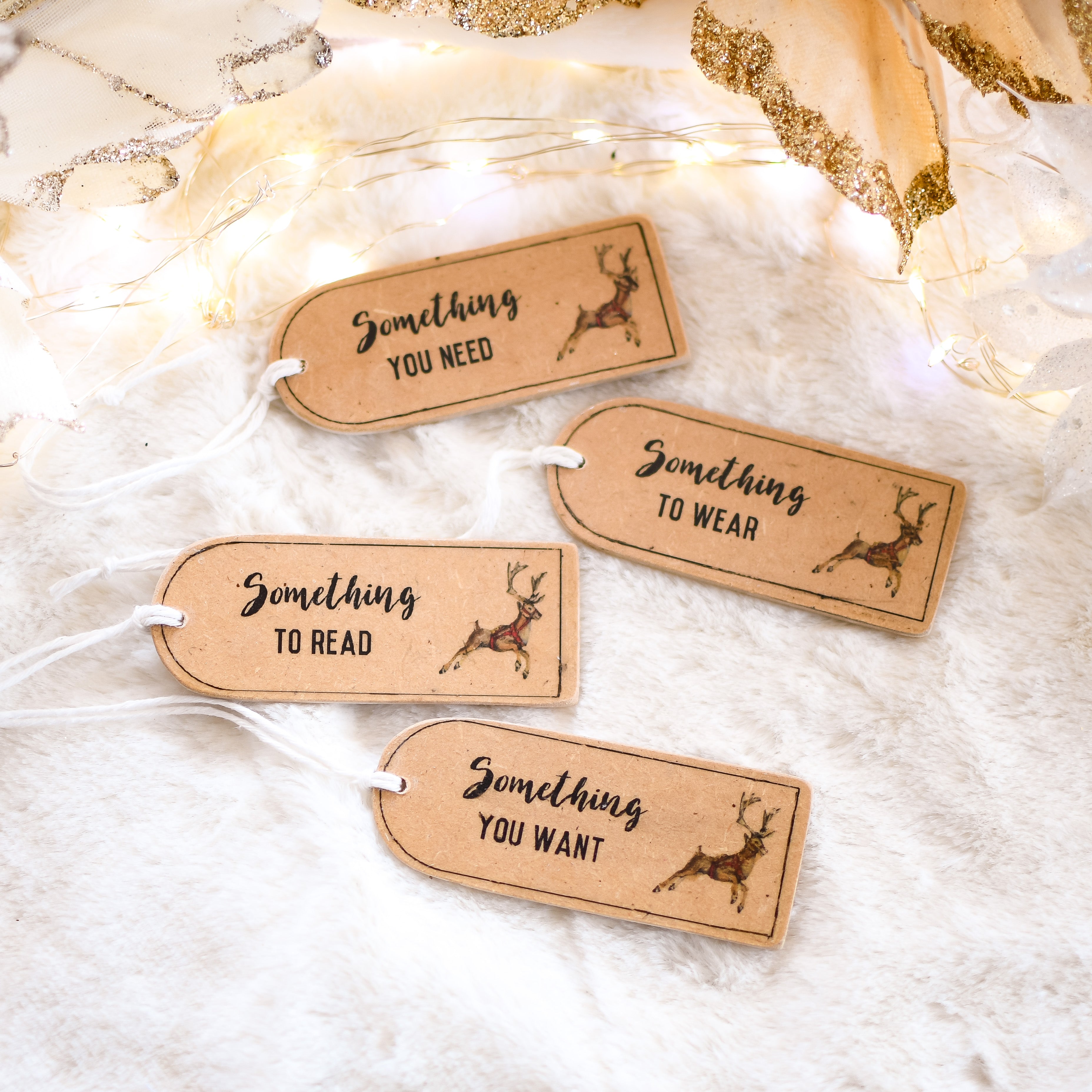 Something You Need resuable Christmas Wooden Tag Set Rudolph Reindeer