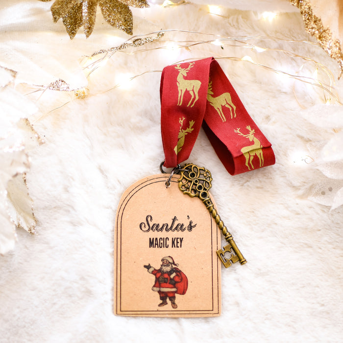 Santa's Magic Christmas Key with Wooden Tag