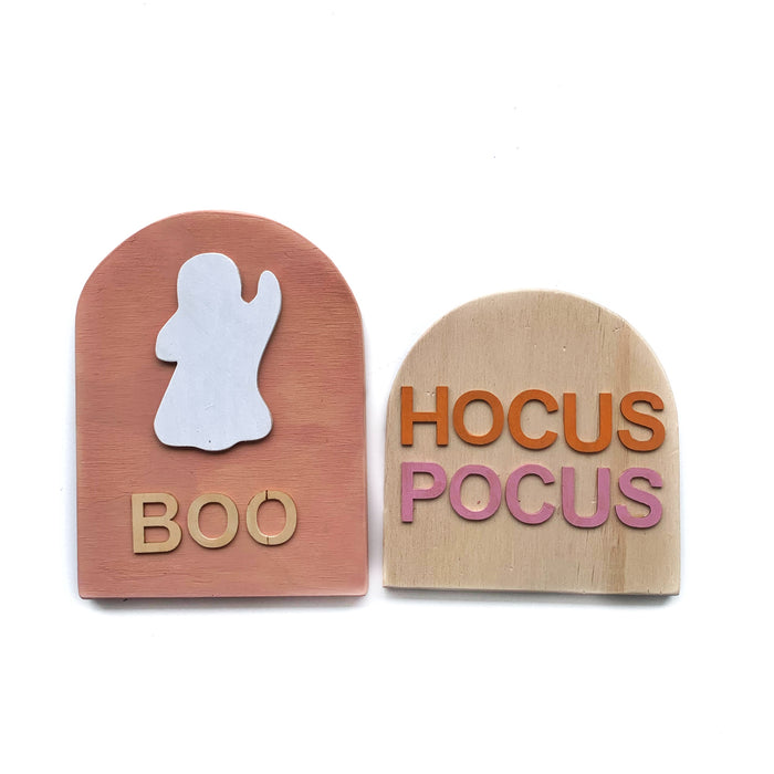 BOO Hocus Pocus Halloween Wooden Sign Set