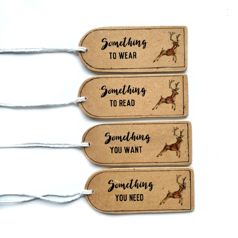 Something You Need resuable Christmas Wooden Tag Set Rudolph Reindeer