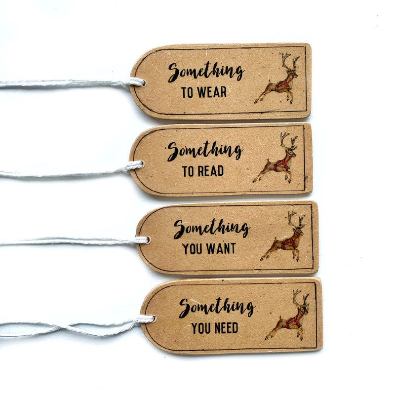 Something You Need resuable Christmas Wooden Tag Set Rudolph Reindeer