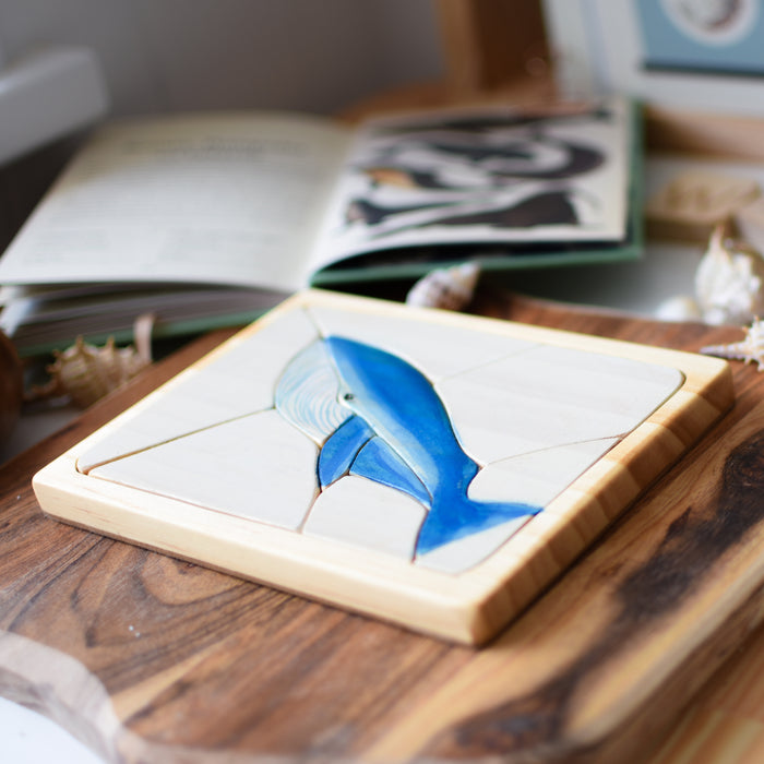 Blue Whale Watercolour Wooden Jigsaw Puzzle