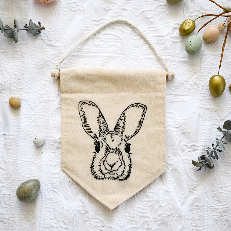 Bunny Rabbit Hand Embroidery Banner