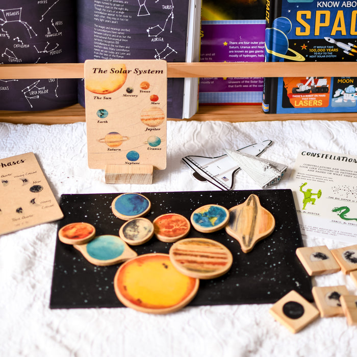 Solar System Planets illustrated Wooden Learning Flash Card