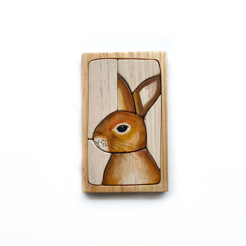 Rabbit Bunny Watercolour Wooden Jigsaw Puzzle