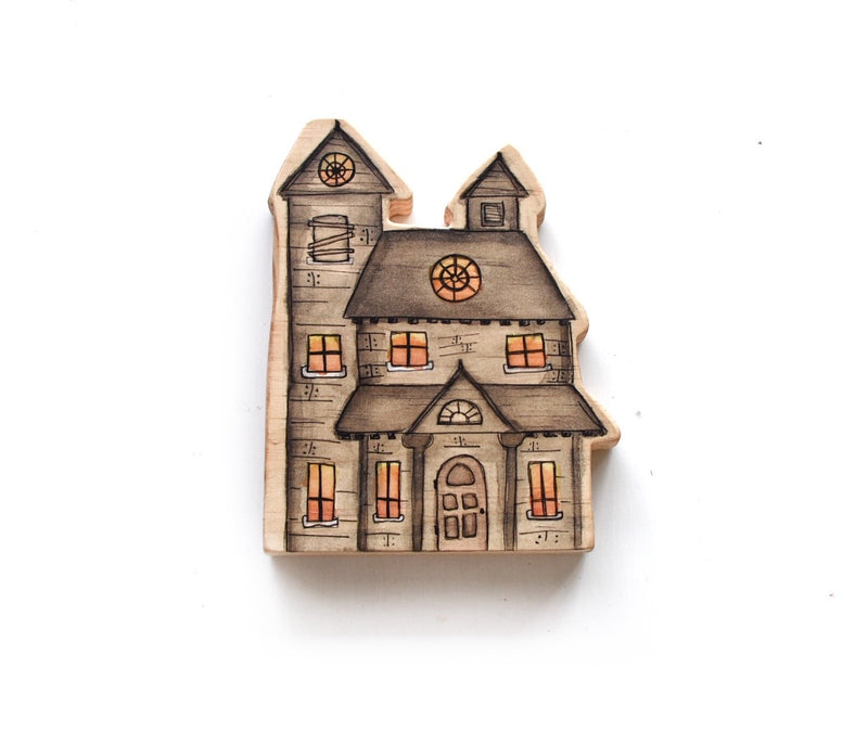 Mini Village Kit Haunted House Wooden Block Set
