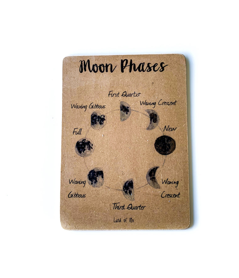 Moon Phases illustrated Wooden Learning Flash Card